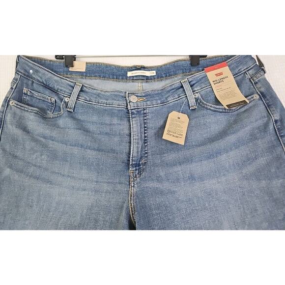 Levi's ~Woman Size 22W~ Blue Cut Off Shorts Mid Length Hypersoft Stretch NWT $49 - Picture 9 of 16